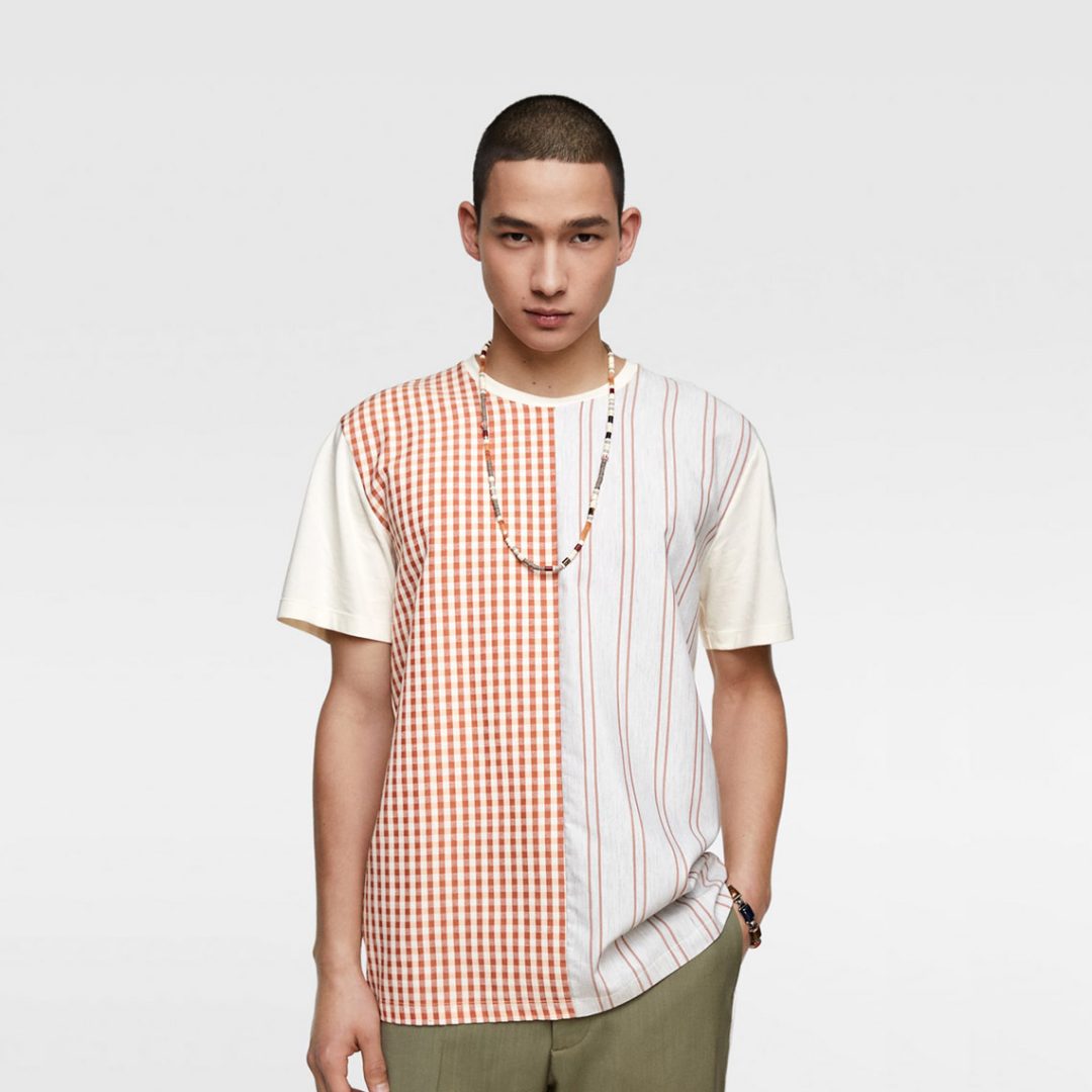 Contrasting Checked T-Shirt