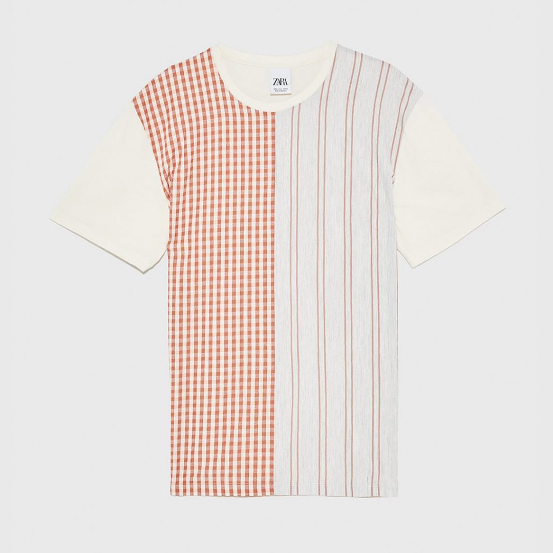 Contrasting Checked T-Shirt - Image 3